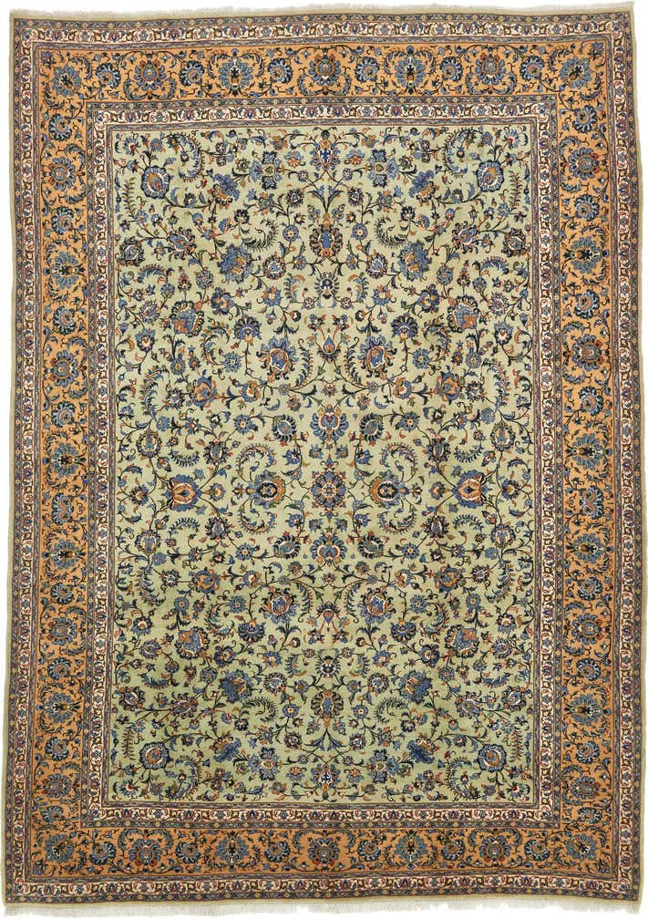 9' 10 x 13' 9 Hand Knotted Kashan Persian Wool Rug