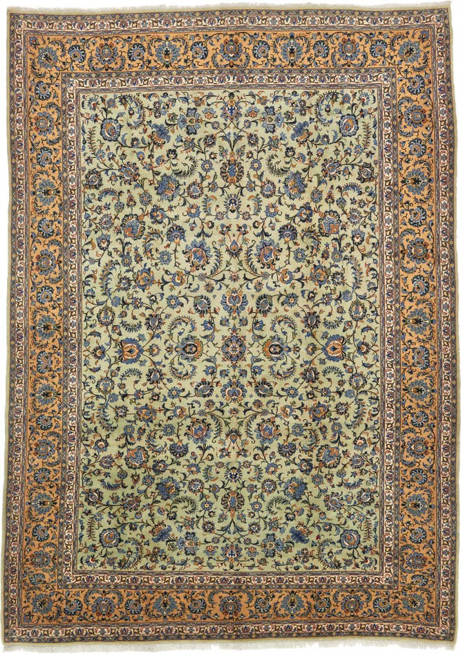 Detail image of 9' 10 x 13' 9 Hand Knotted Kashan Persian Wool Rug