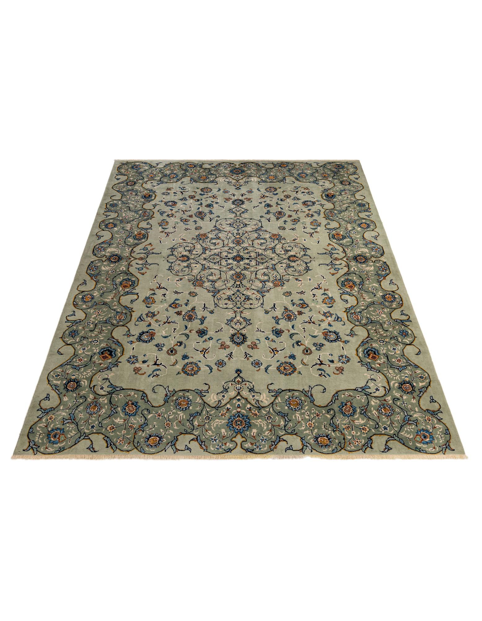 8' 10 x 11' 10 Hand Knotted Kashan Persian Wool Rug