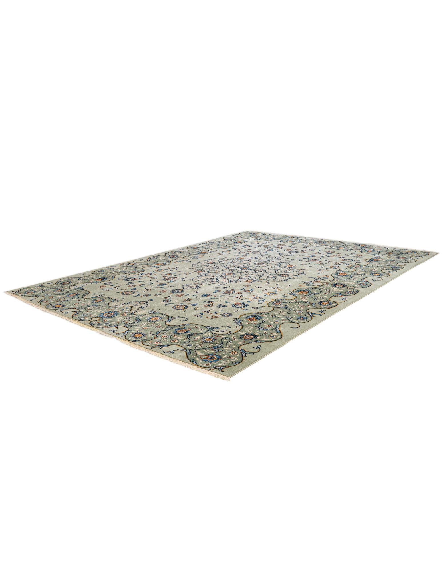 8' 10 x 11' 10 Hand Knotted Kashan Persian Wool Rug