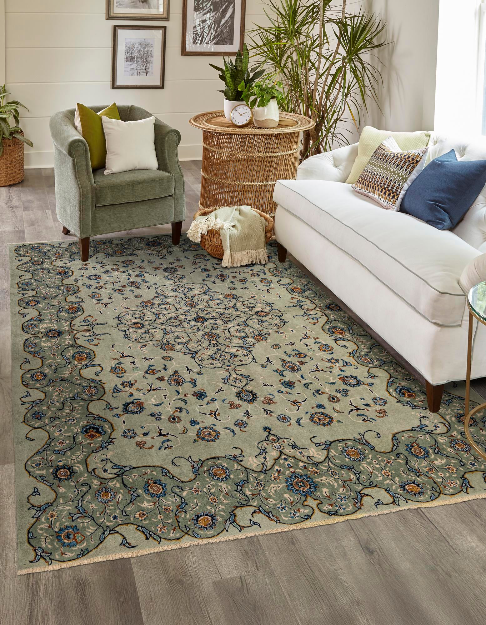 8' 10 x 11' 10 Hand Knotted Kashan Persian Wool Rug