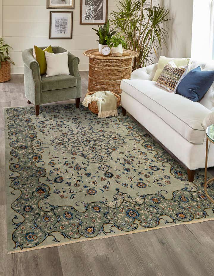 8' 10 x 11' 10 Hand Knotted Kashan Persian Wool Rug