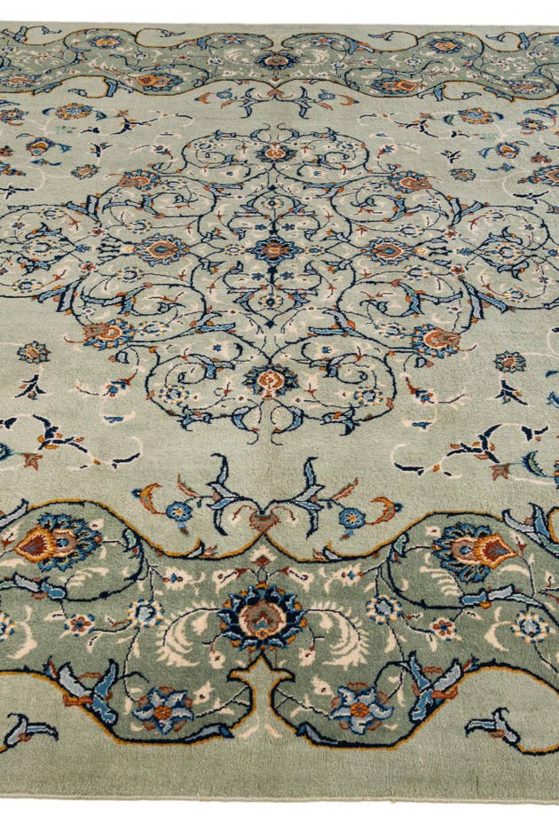 Detail image of 8' 10 x 11' 10 Hand Knotted Kashan Persian Wool Rug