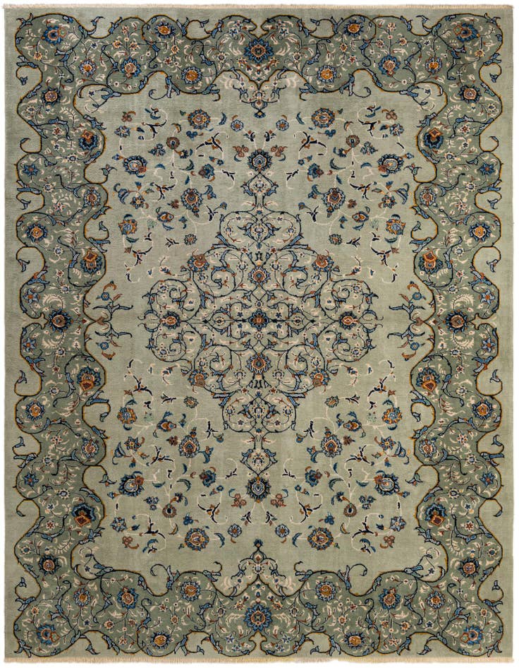 Detail image of 8' 10 x 11' 10 Hand Knotted Kashan Persian Wool Rug