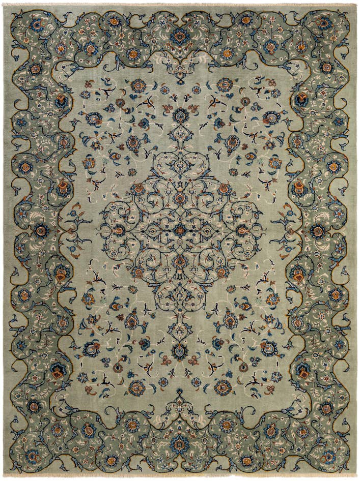 Detail image of 8' 10 x 11' 10 Hand Knotted Kashan Persian Wool Rug