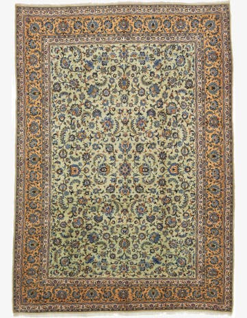 9' 10 x 13' 9 Hand Knotted Kashan Persian Wool Rug