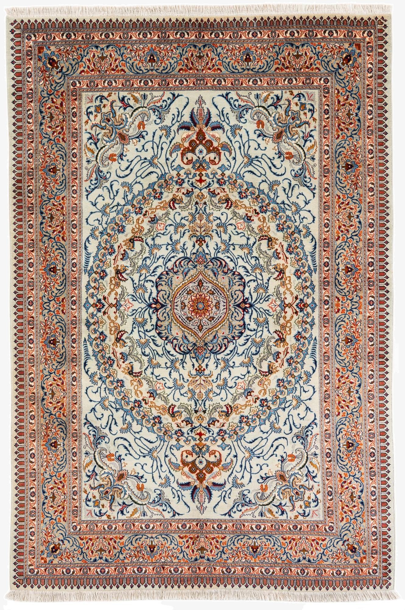 6' 6 x 9' 9  Hand Knotted Kashan Persian Rug