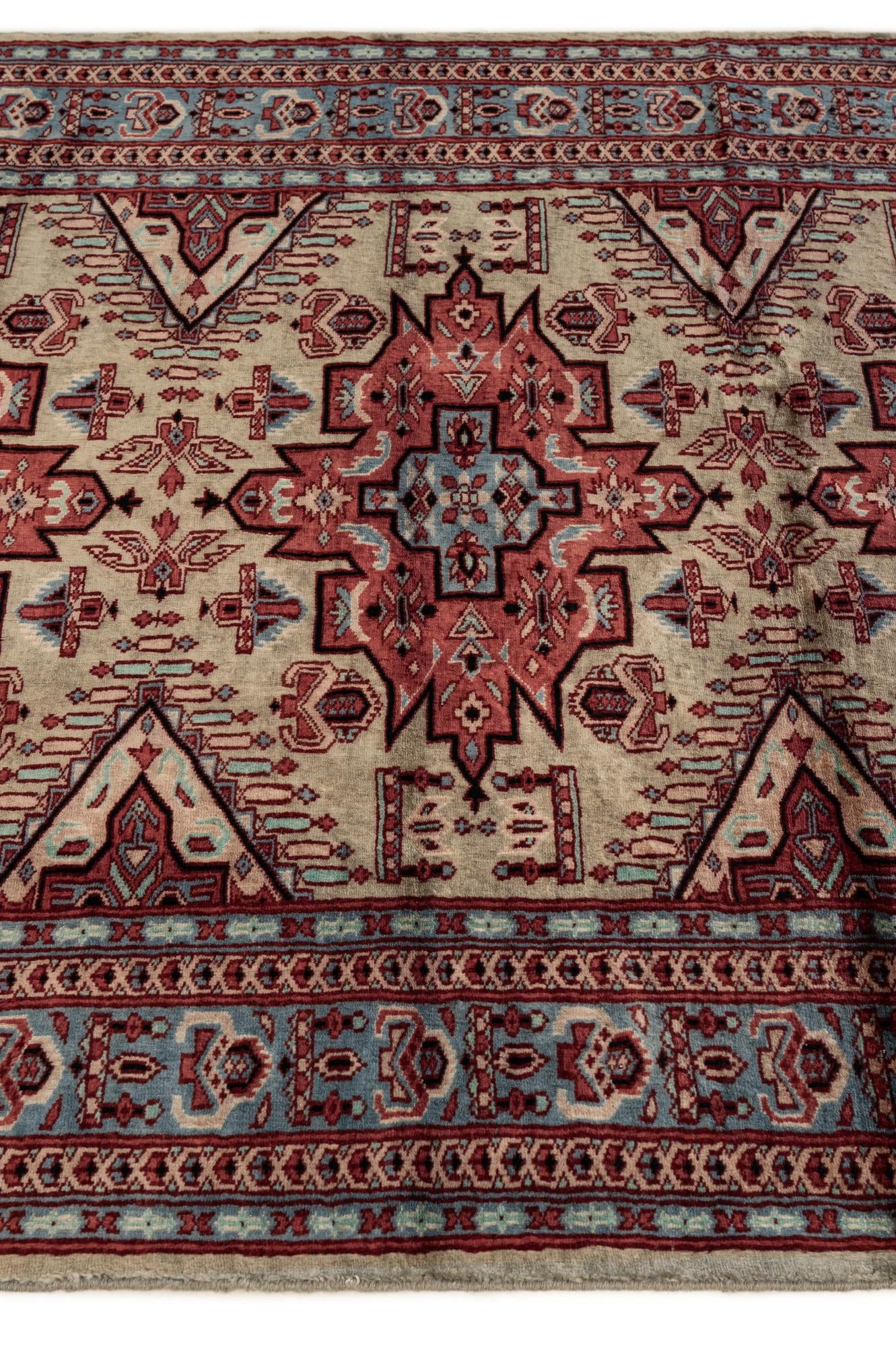 4' 3 x 6' 4 Hand Knotted Kazak Oriental Wool Rug