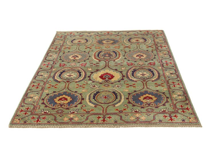 Detail image of 4' 1 x 5' 10 Hand Knotted Kazak Rug
