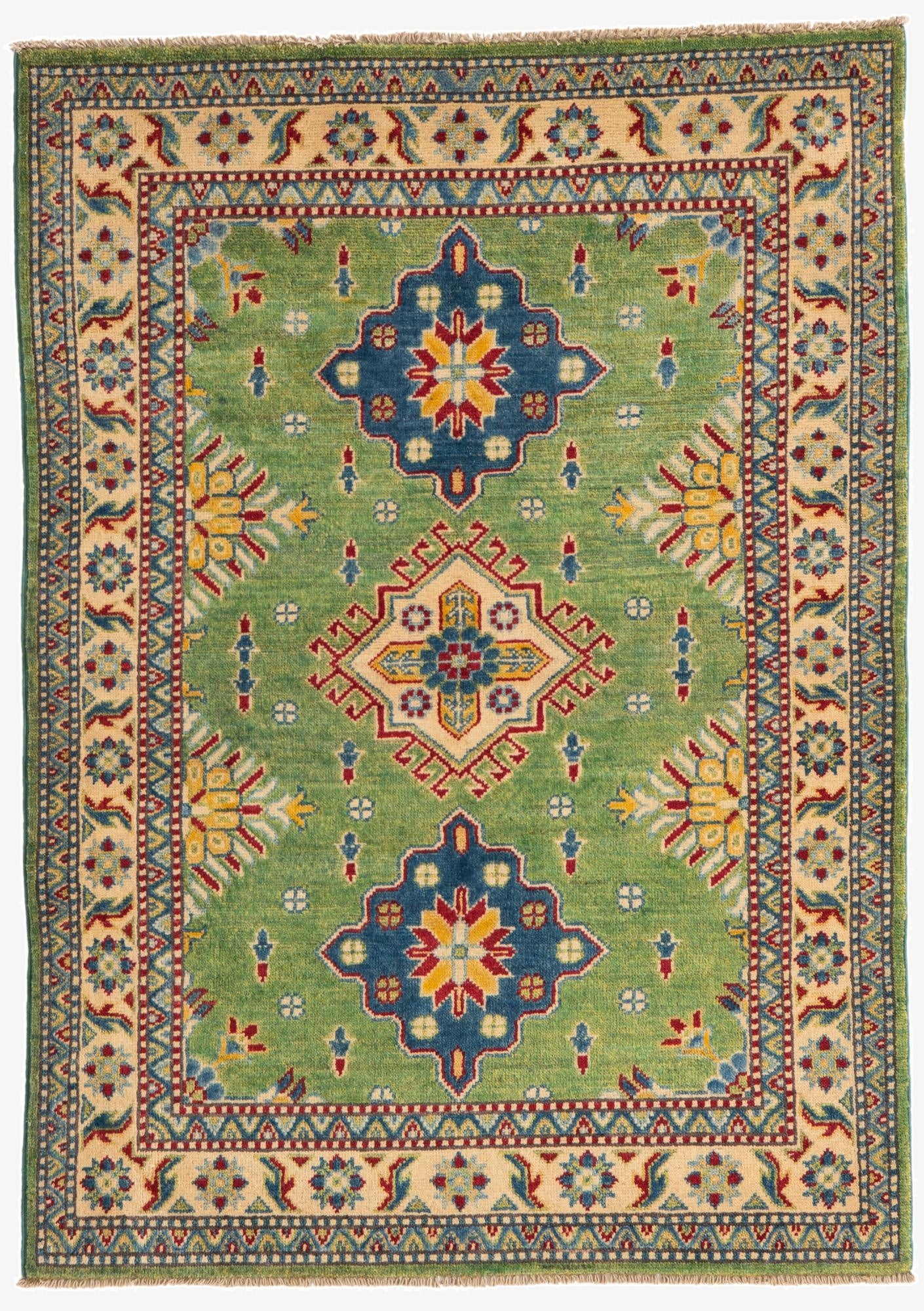 3' 4 x 4' 8 Hand Knotted Kazak Rug