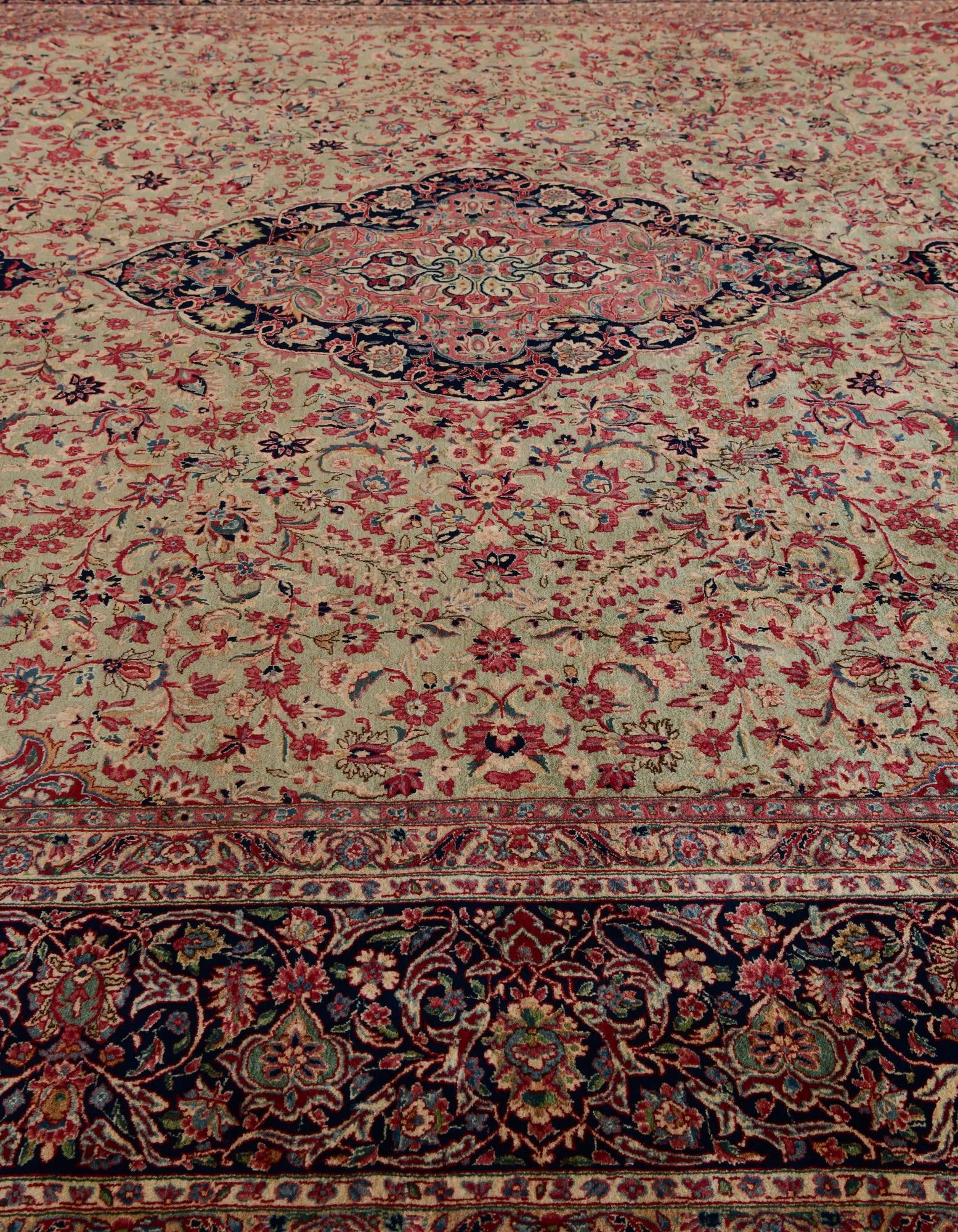 12' 11 x 19' 2 Hand Knotted Kerman Persian Rug