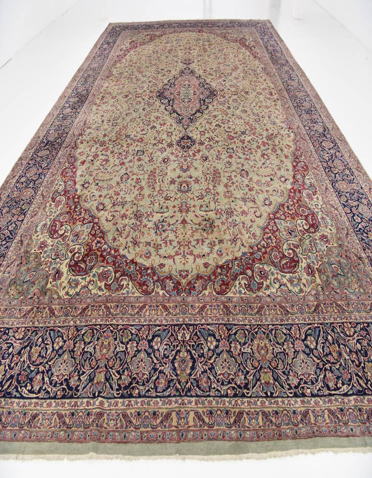 Detail image of 12' 11 x 19' 2  Hand Knotted Kerman Persian Rug