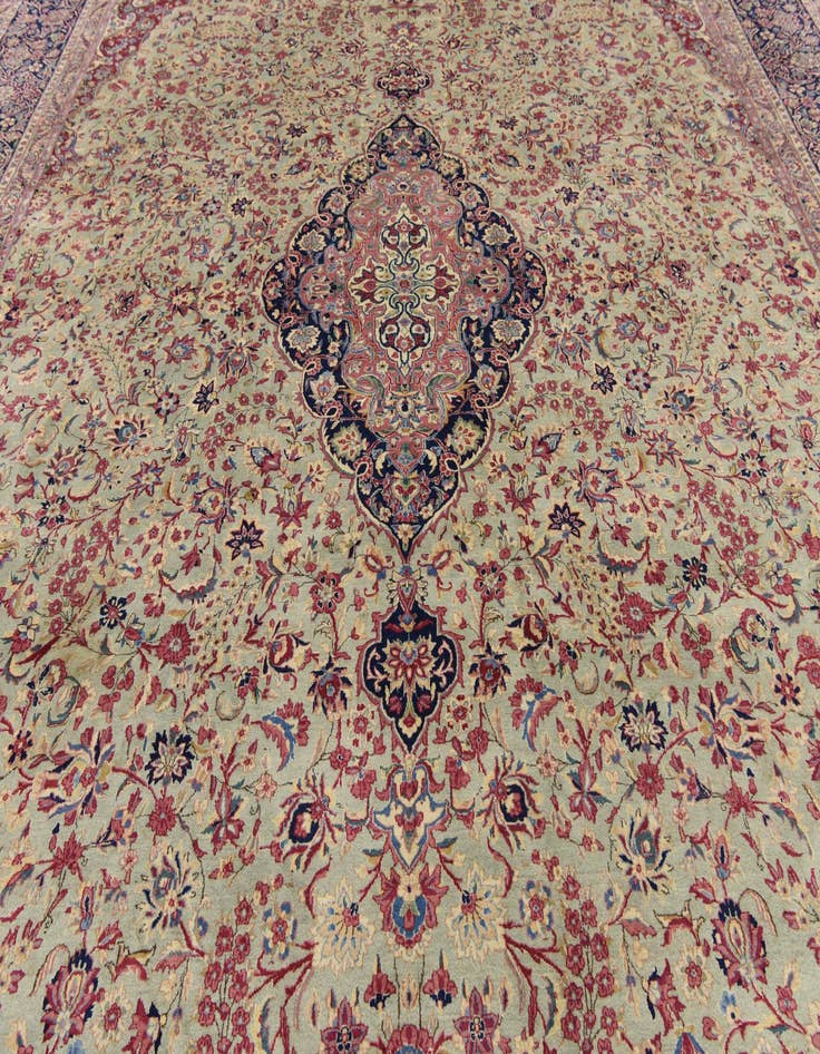 Detail image of 12' 11 x 19' 2  Hand Knotted Kerman Persian Rug