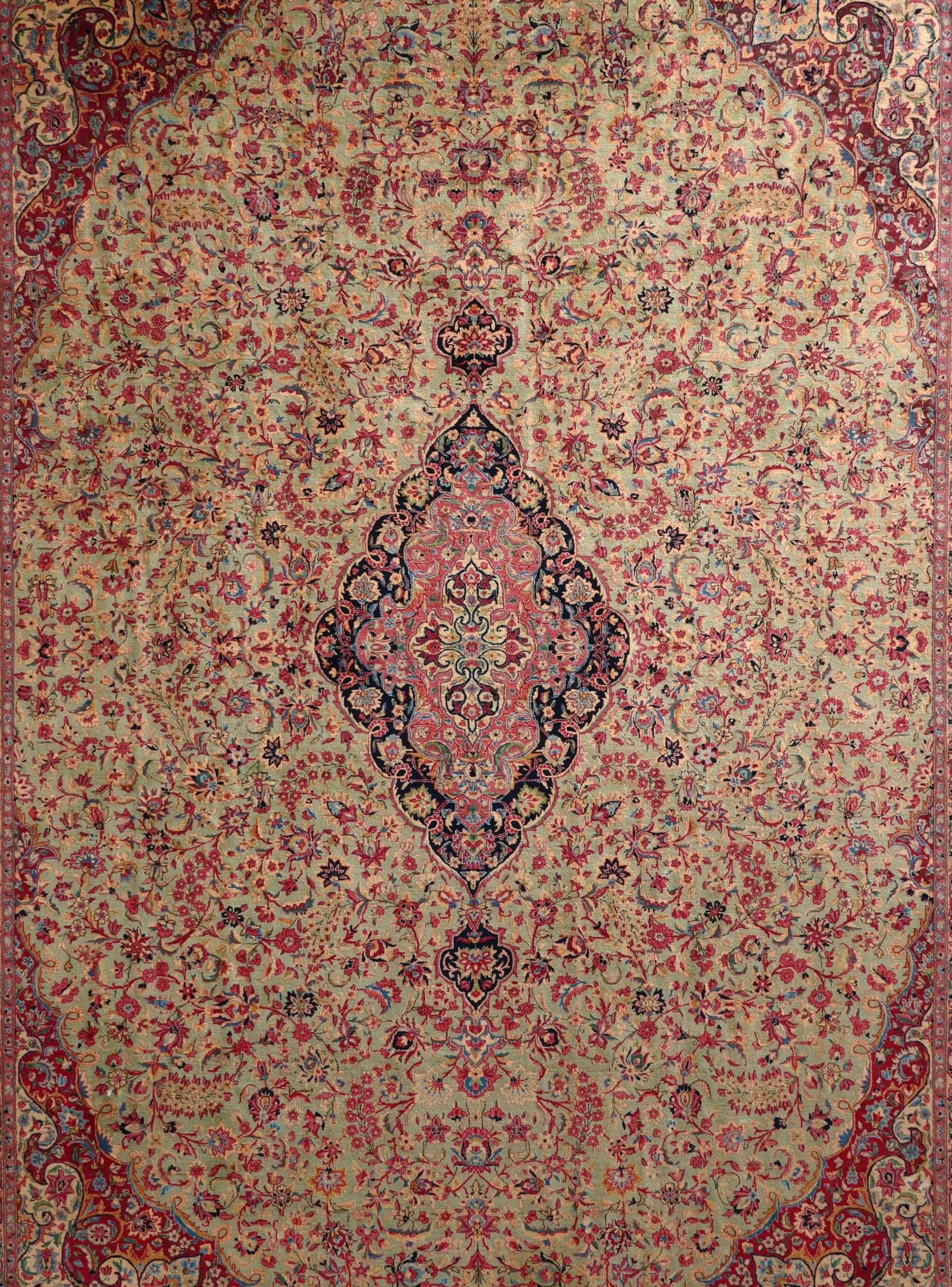 12' 11 x 19' 2 Hand Knotted Kerman Persian Rug