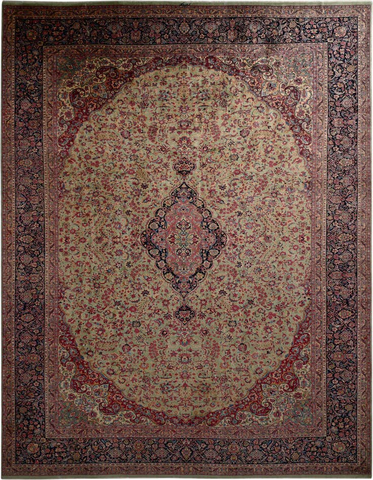Detail image of 12' 11 x 19' 2 Hand Knotted Kerman Persian Rug