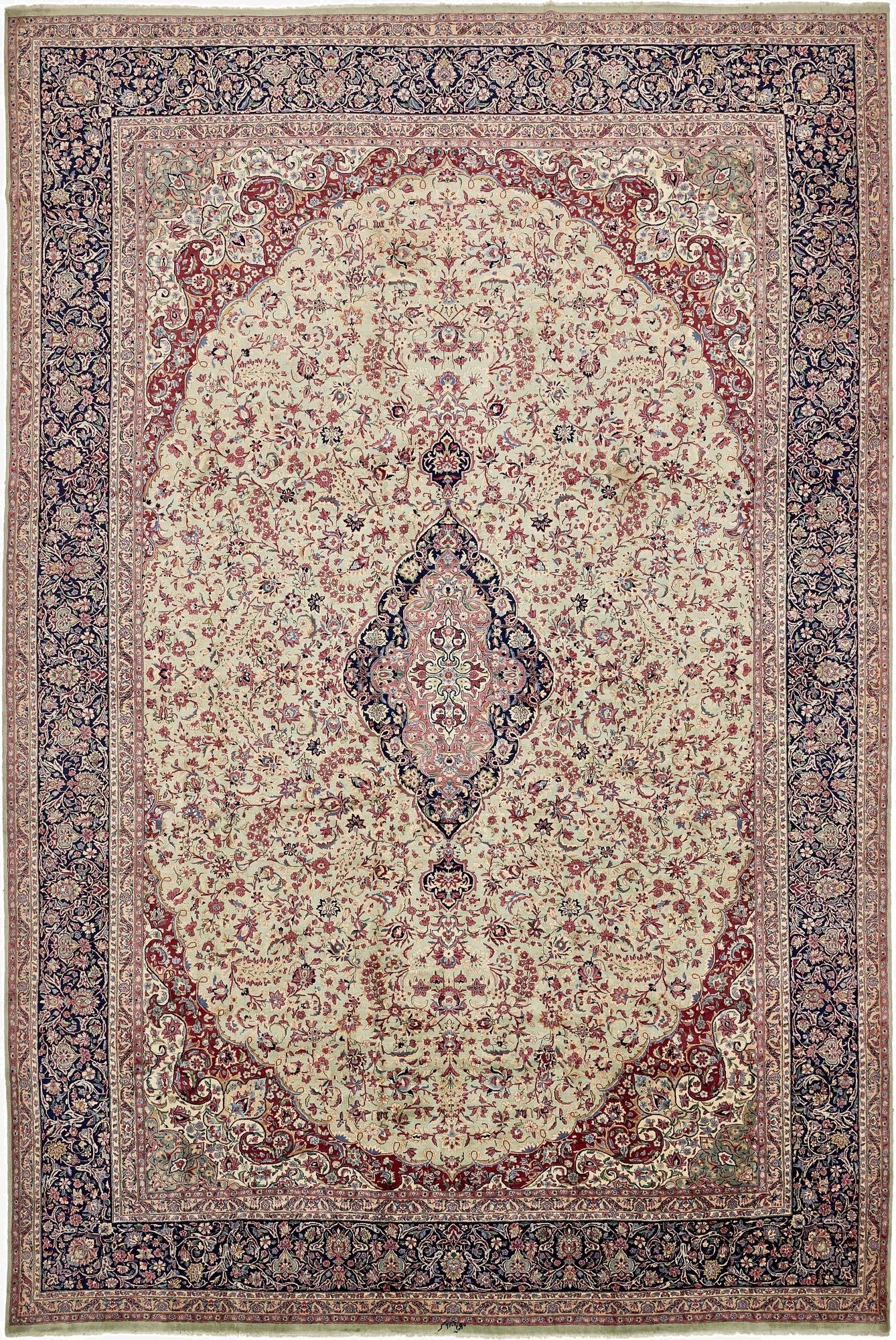 12' 11 x 19' 2  Hand Knotted Kerman Persian Rug