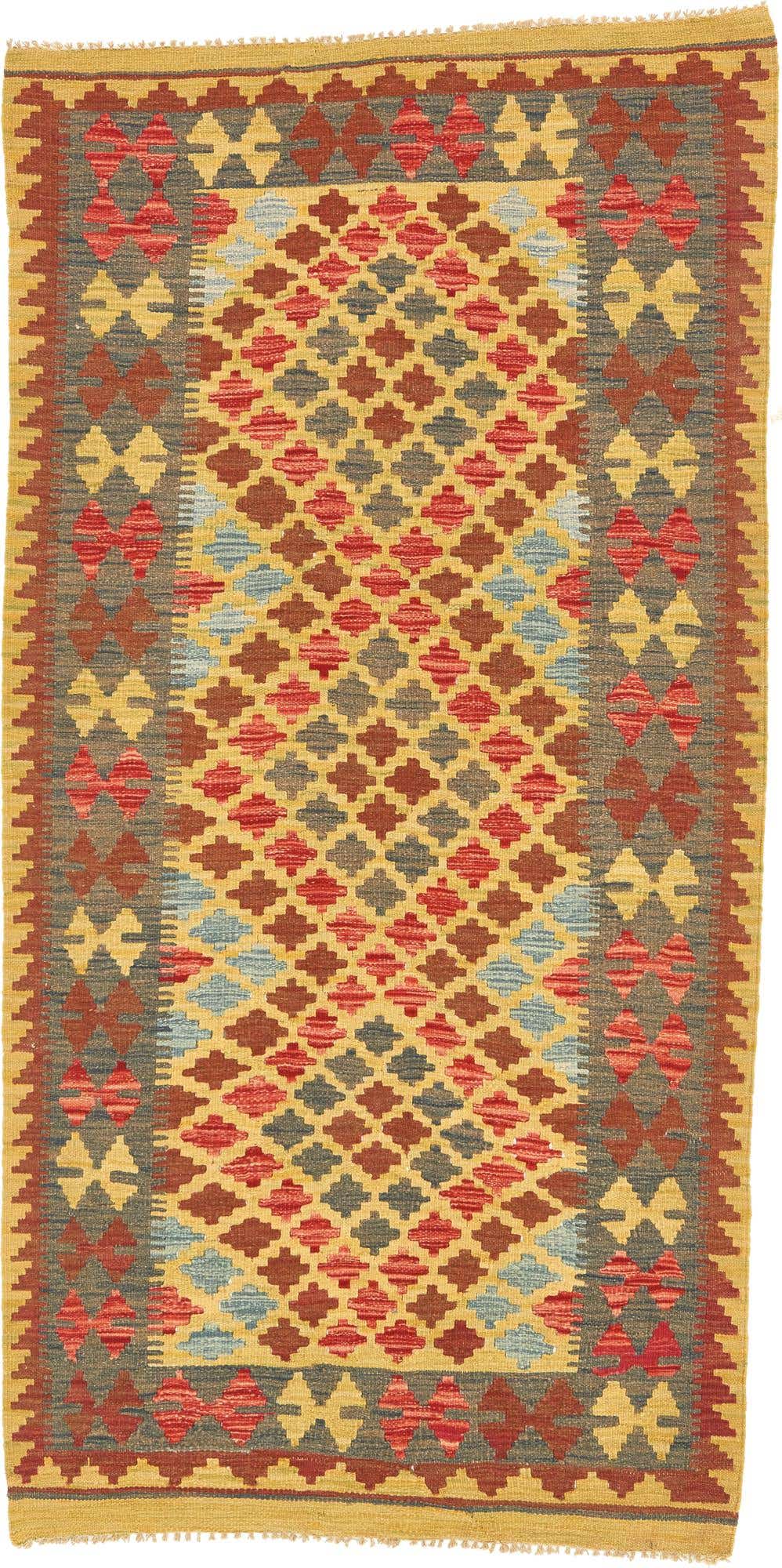 3' 3 x 6' 3 Hand Woven Kilim Maymana Wool Rug