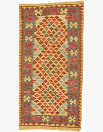 3' 3 x 6' 3 Hand Woven Kilim Maymana Wool Rug