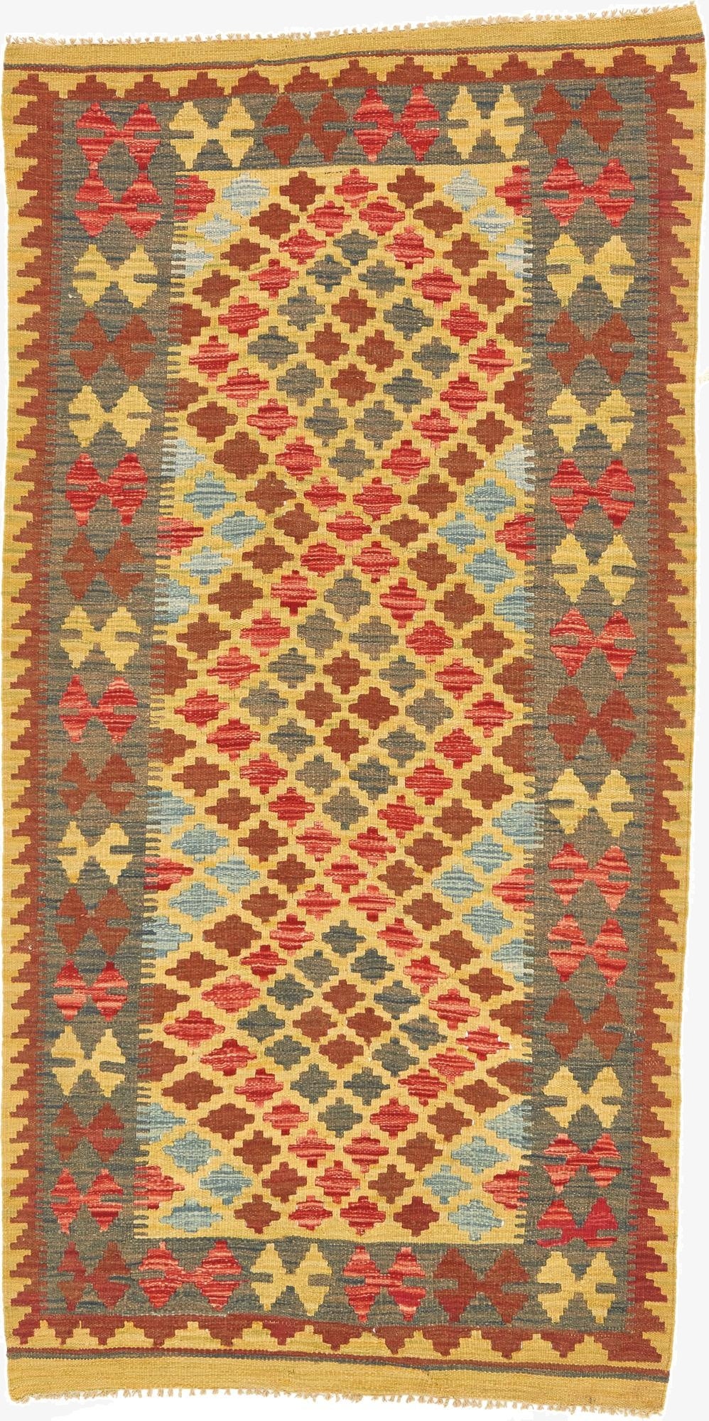 3' 3 x 6' 3  Hand Woven Kilim Maymana Wool Rug