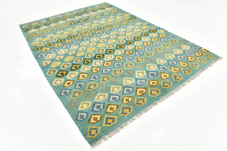 Detail image of 7' x 9' 6 Hand Woven Kilim Modern Wool Rug