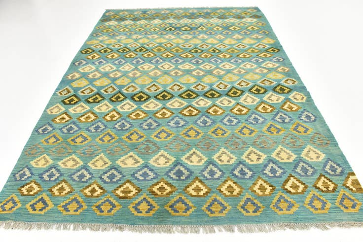Detail image of 7' x 9' 6 Hand Woven Kilim Modern Wool Rug