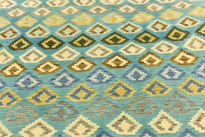 7' x 9' 6 Hand Woven Kilim Modern Wool Rug
