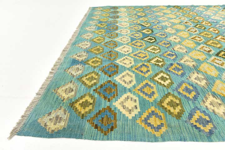 7' x 9' 6 Hand Woven Kilim Modern Wool Rug