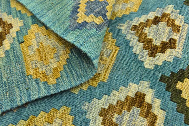 7' x 9' 6 Hand Woven Kilim Modern Wool Rug