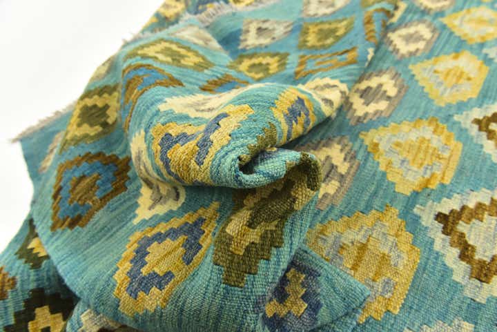 7' x 9' 6 Hand Woven Kilim Modern Wool Rug