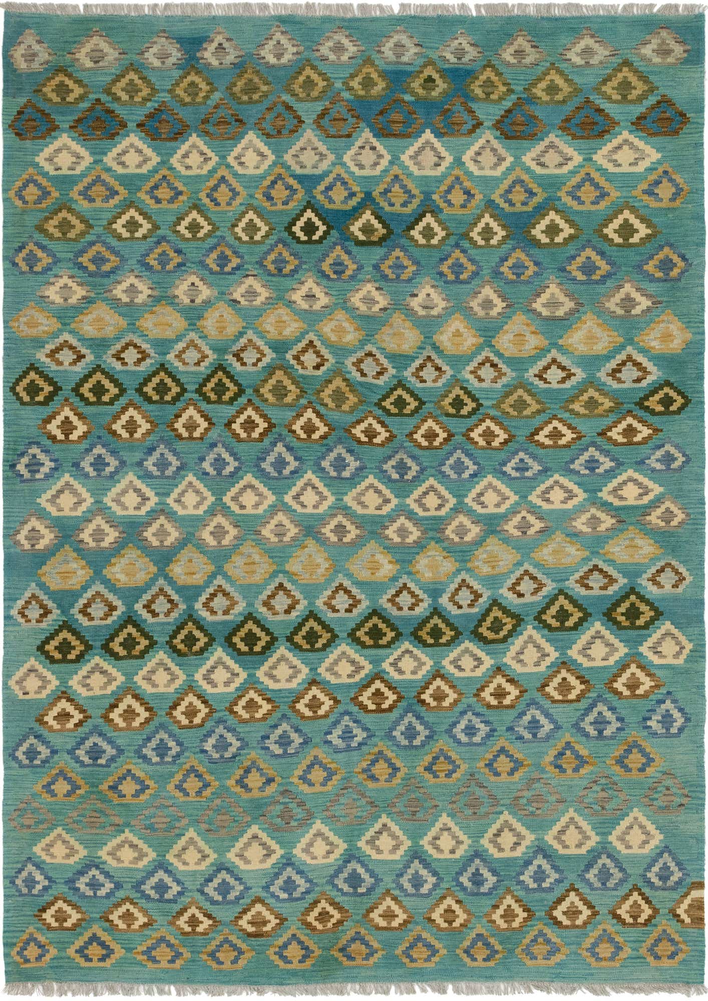 7' x 9' 6 Hand Woven Kilim Modern Wool Rug