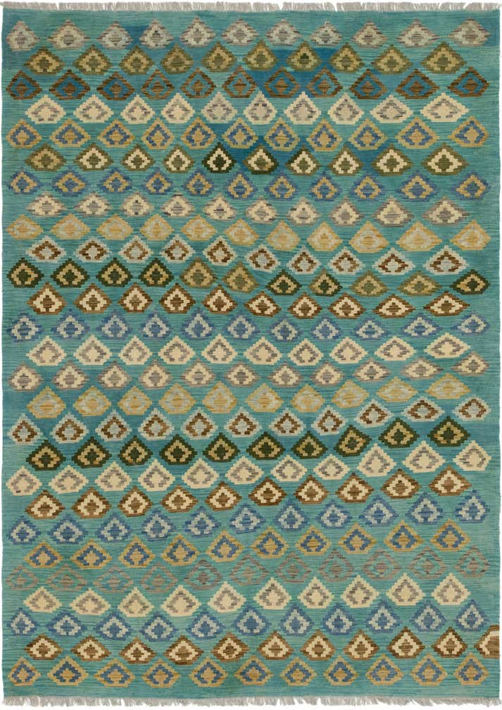 7' x 9' 6 Hand Woven Kilim Modern Wool Rug