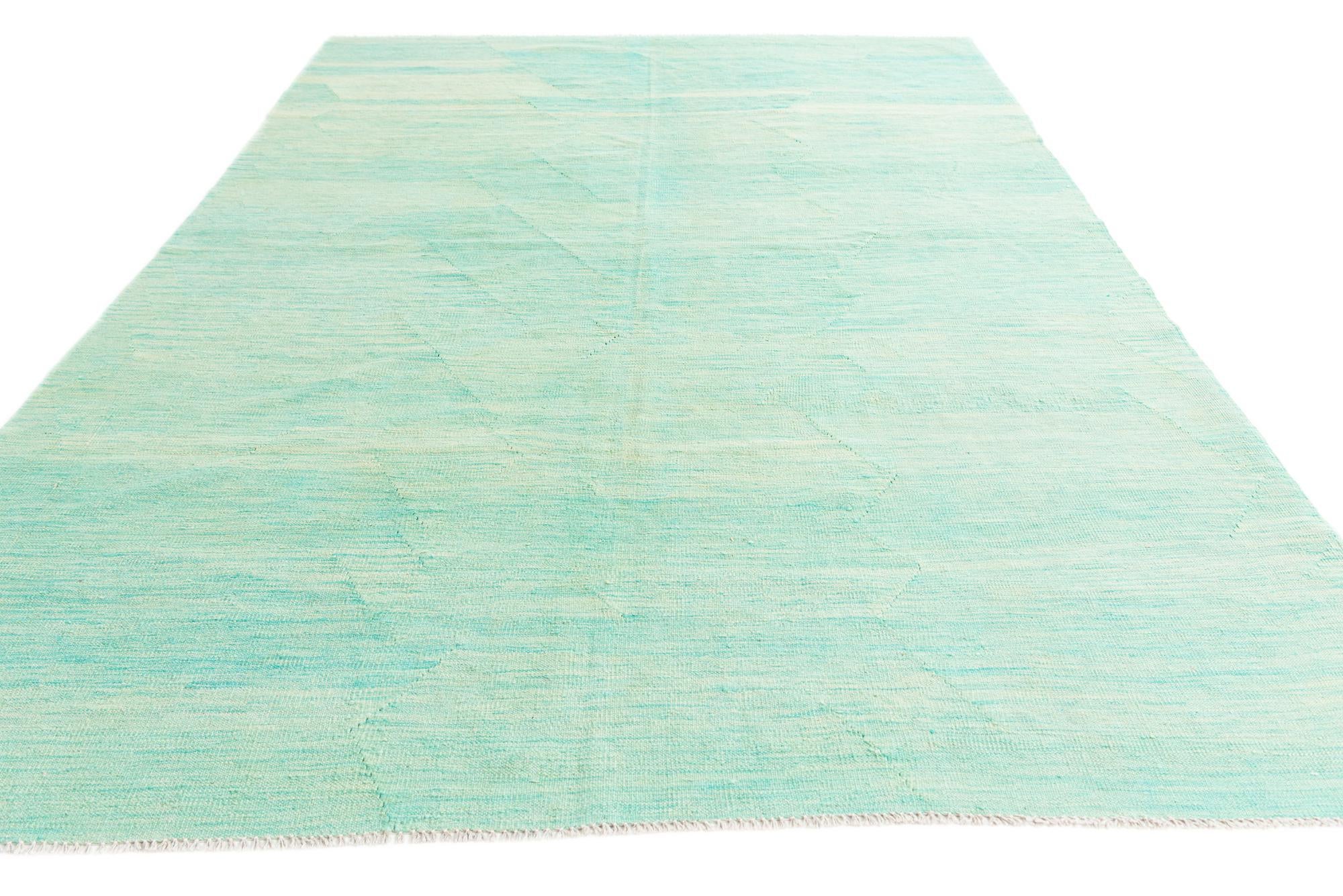 6' 5 x 9' 9 Hand Woven Kilim Modern Wool Rug