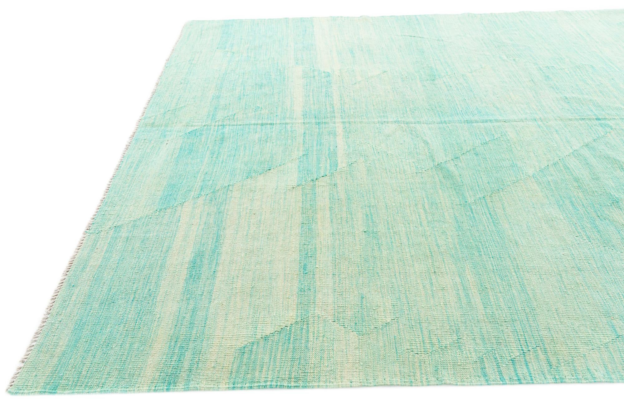 6' 5 x 9' 9 Hand Woven Kilim Modern Wool Rug