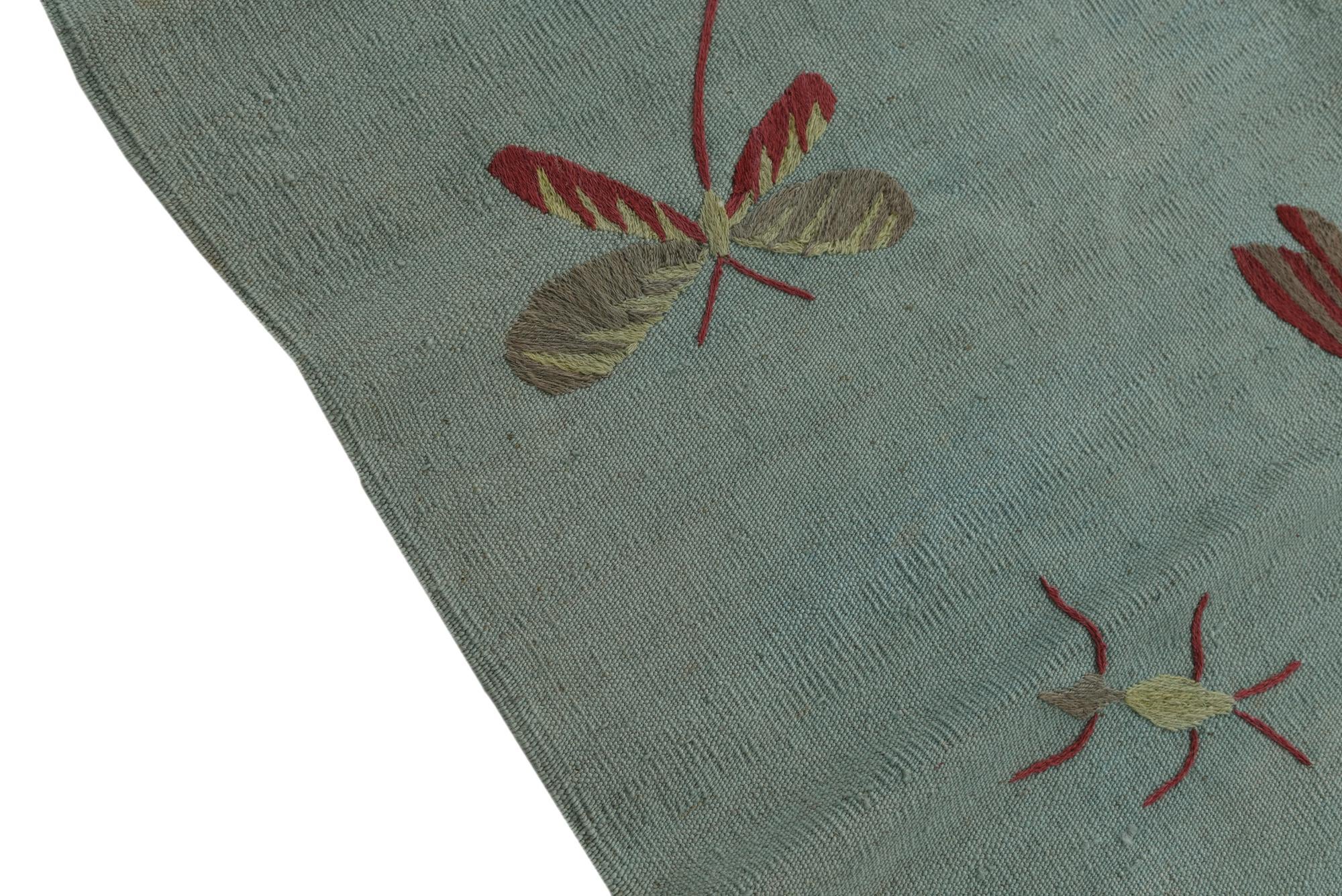 5' 3 x 6' 3 Hand Woven Kilim Suzani Wool Rug
