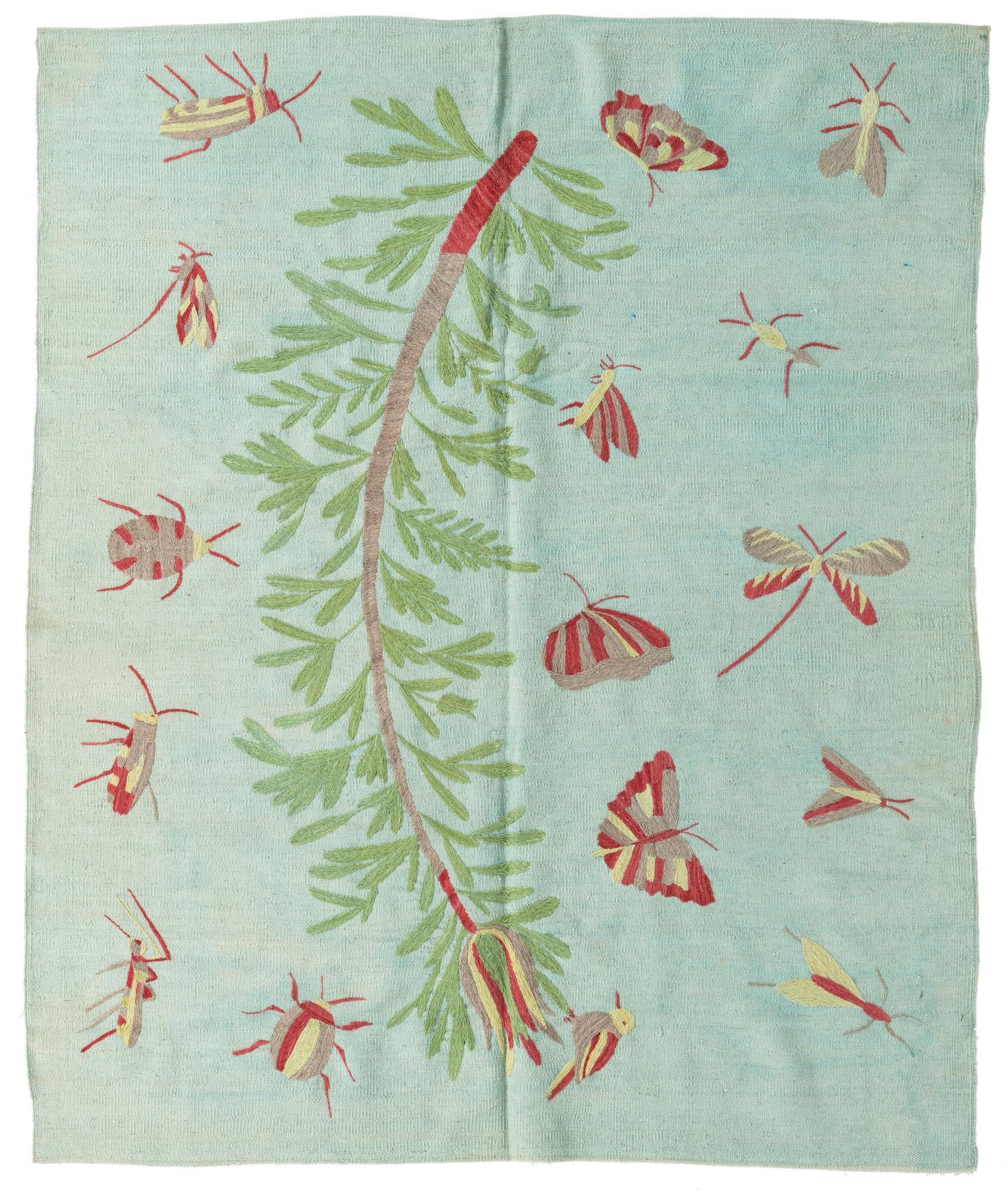 5' 3 x 6' 3 Hand Woven Kilim Suzani Wool Rug