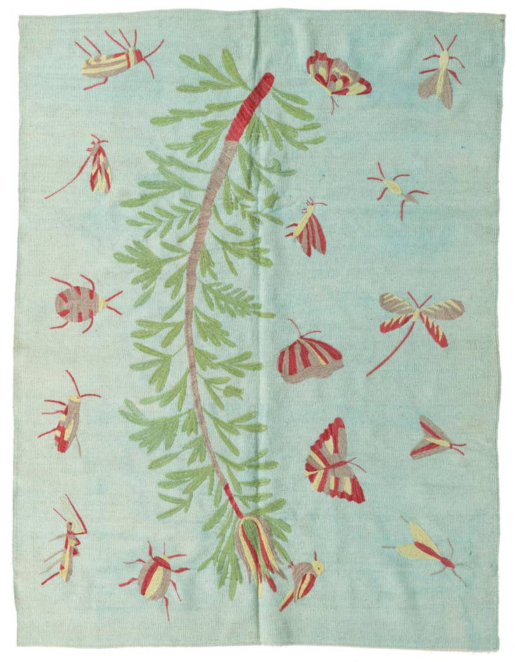 Detail image of 5' 3 x 6' 3 Hand Woven Kilim Suzani Wool Rug