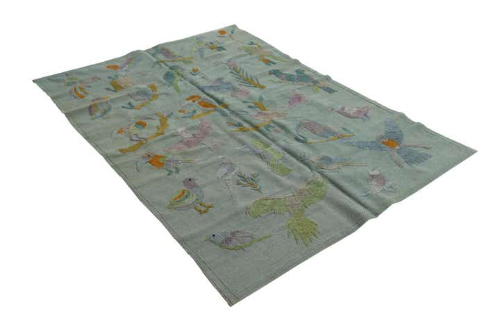 4' 1 x 5' 7 Hand Woven Kilim Suzani Wool Rug