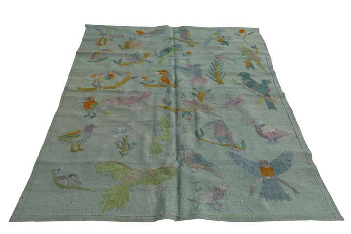4' 1 x 5' 7 Hand Woven Kilim Suzani Wool Rug