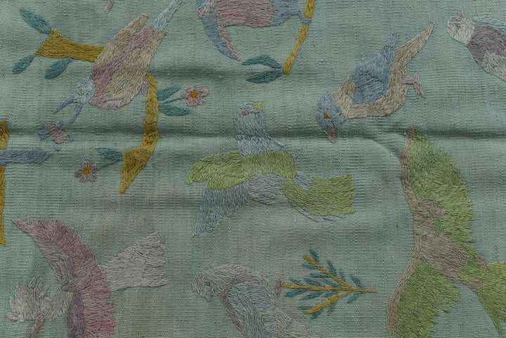 4' 1 x 5' 7 Hand Woven Kilim Suzani Wool Rug