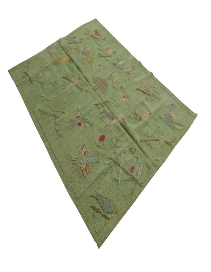 Detail image of 4' 2 x 5' 6  Hand Woven Kilim Suzani Wool Rug