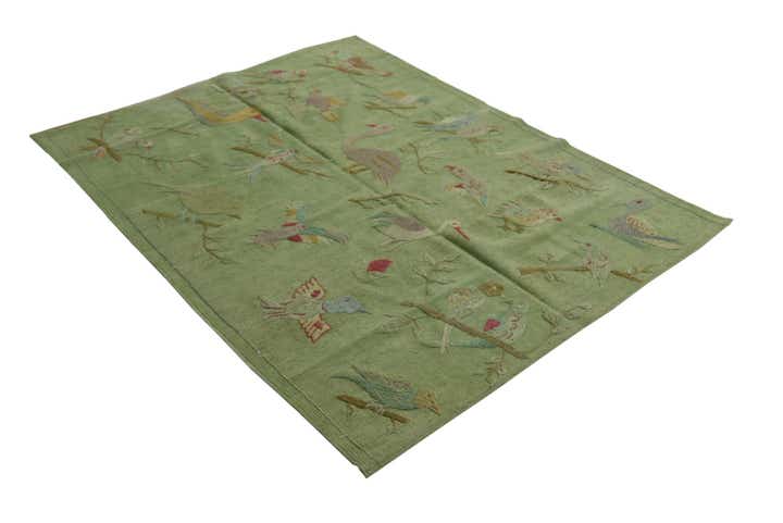 4' 2 x 5' 6 Hand Woven Kilim Suzani Wool Rug