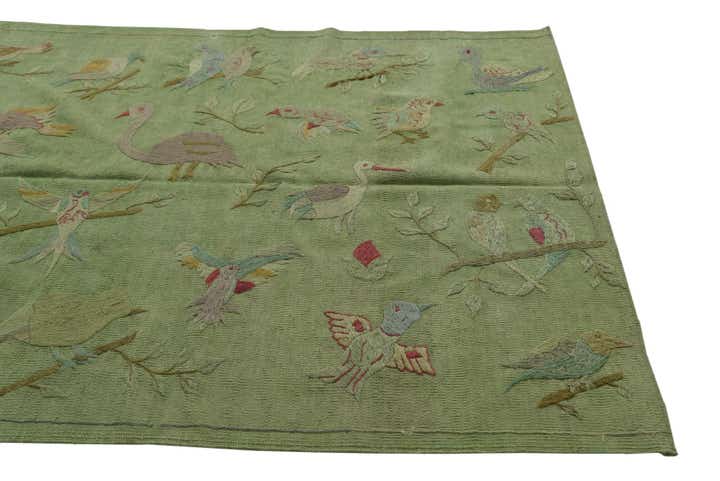 4' 2 x 5' 6 Hand Woven Kilim Suzani Wool Rug