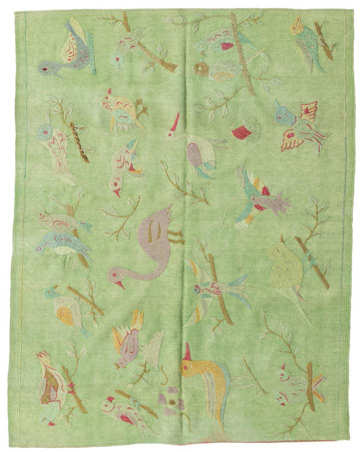 4' 2 x 5' 6 Hand Woven Kilim Suzani Wool Rug