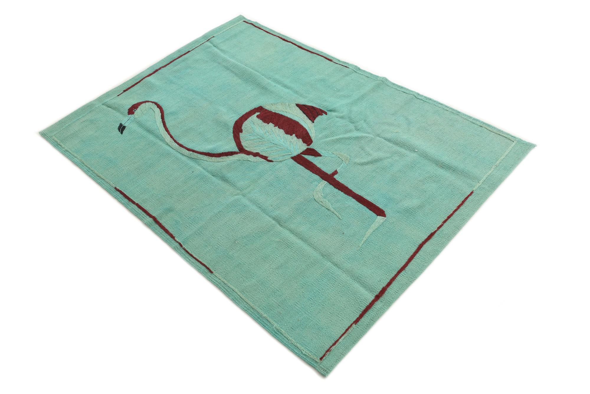 3' 6 x 4' 8 Hand Woven Kilim Suzani Wool Rug