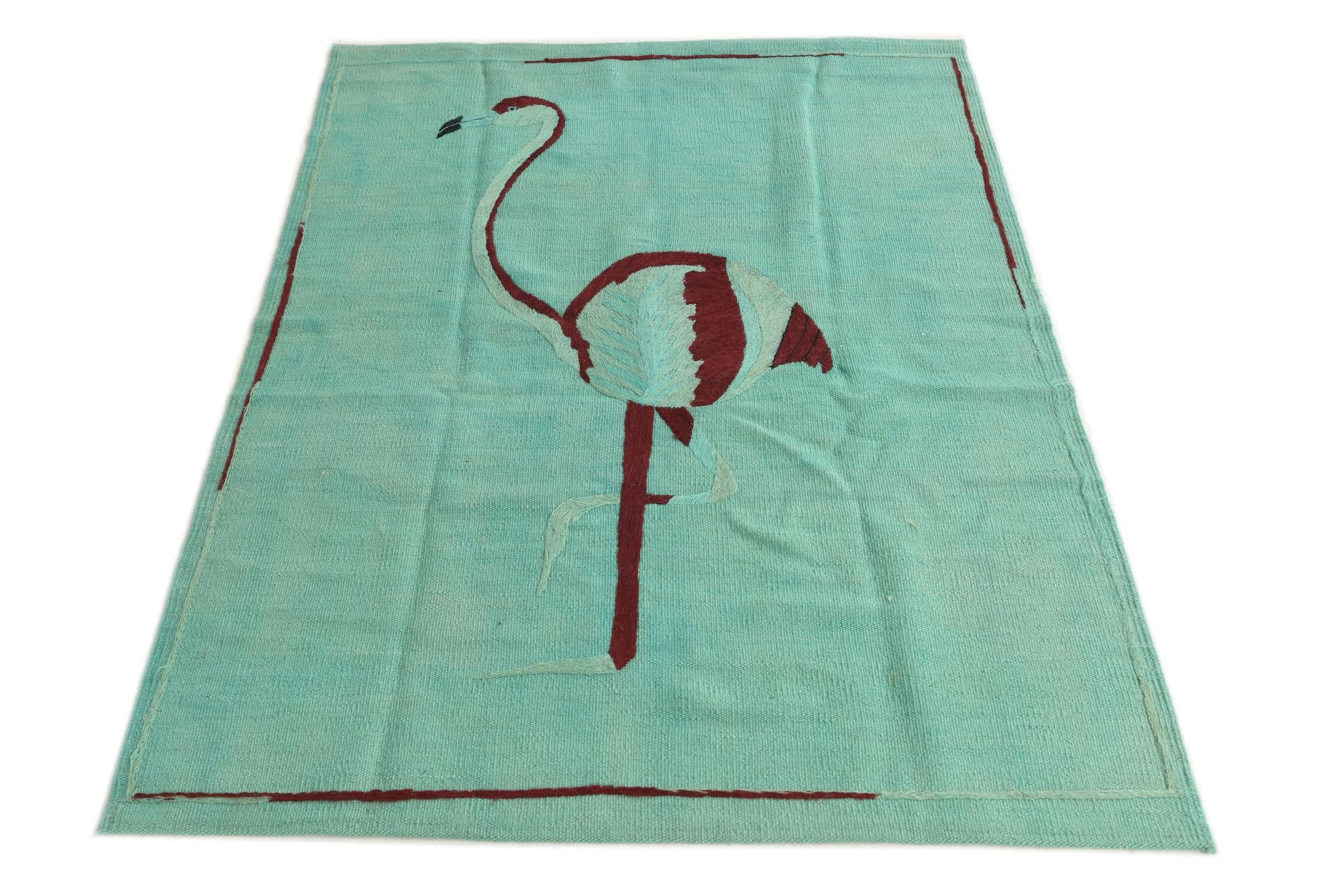 3' 6 x 4' 8 Hand Woven Kilim Suzani Wool Rug