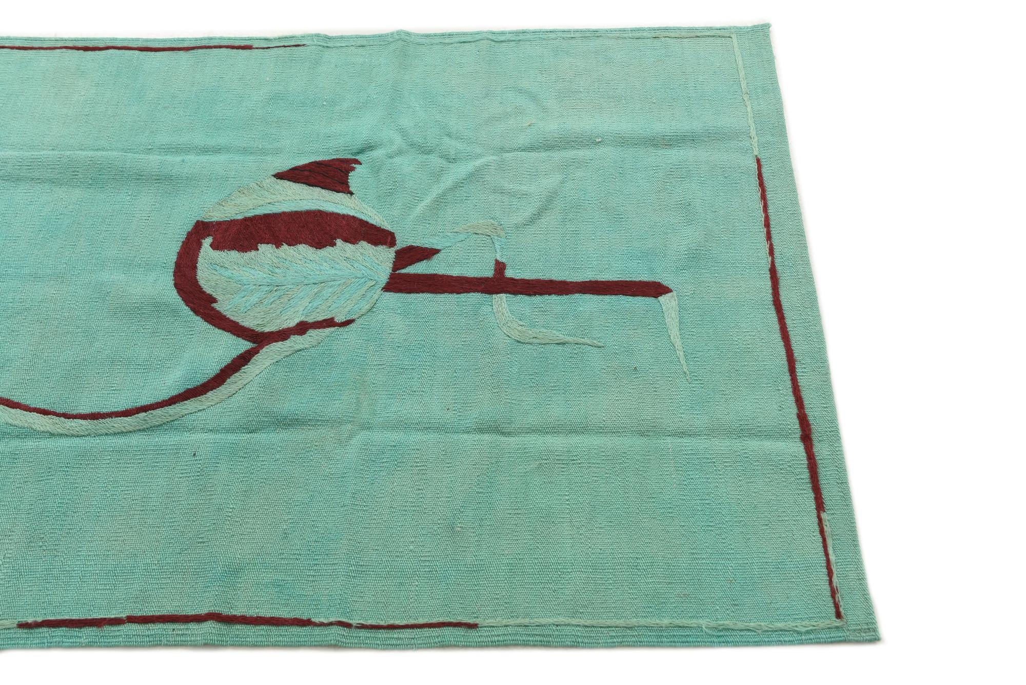 3' 6 x 4' 8 Hand Woven Kilim Suzani Wool Rug