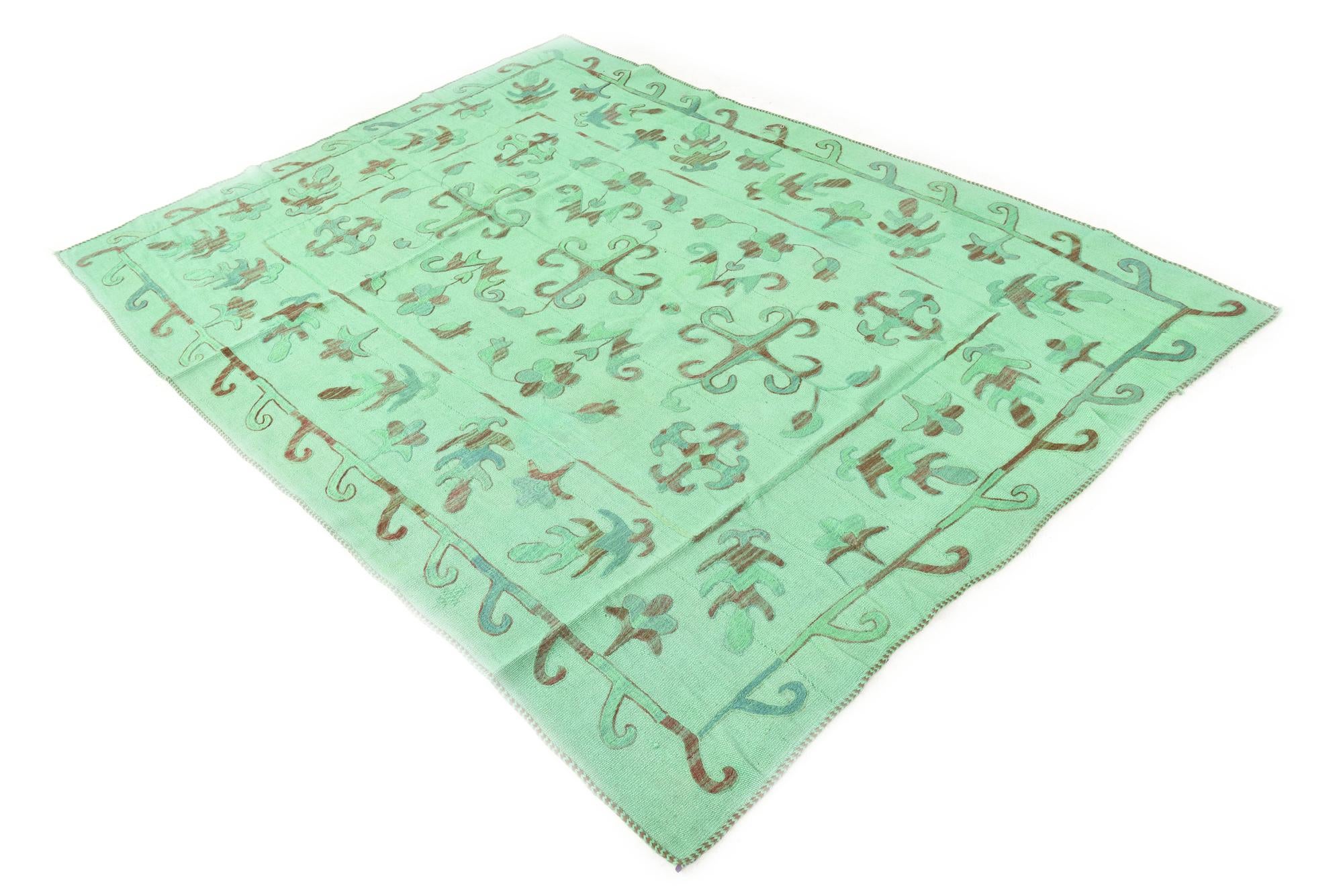 5' 7 x 7' 7 Hand Woven Kilim Suzani Wool Rug