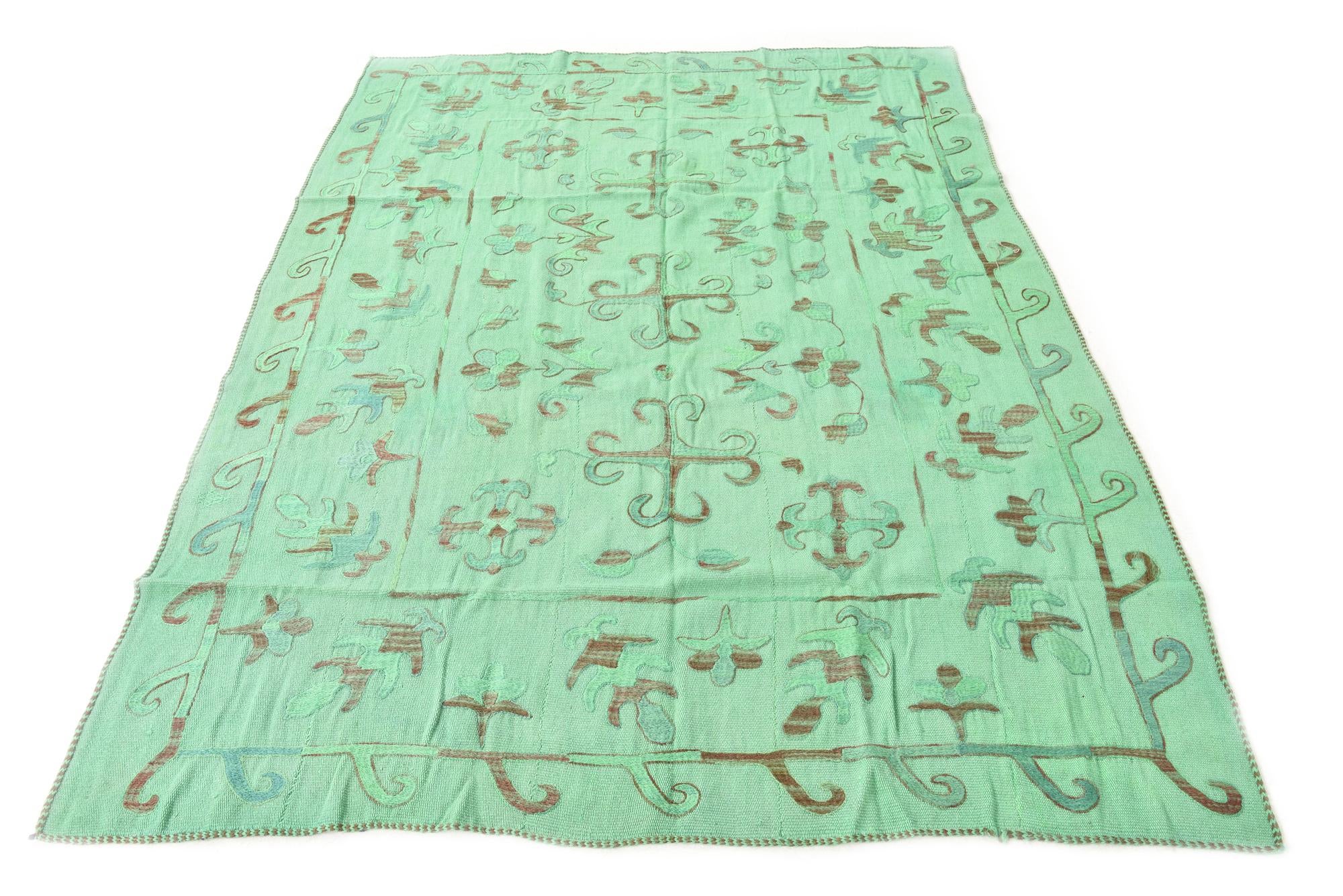 5' 7 x 7' 7 Hand Woven Kilim Suzani Wool Rug
