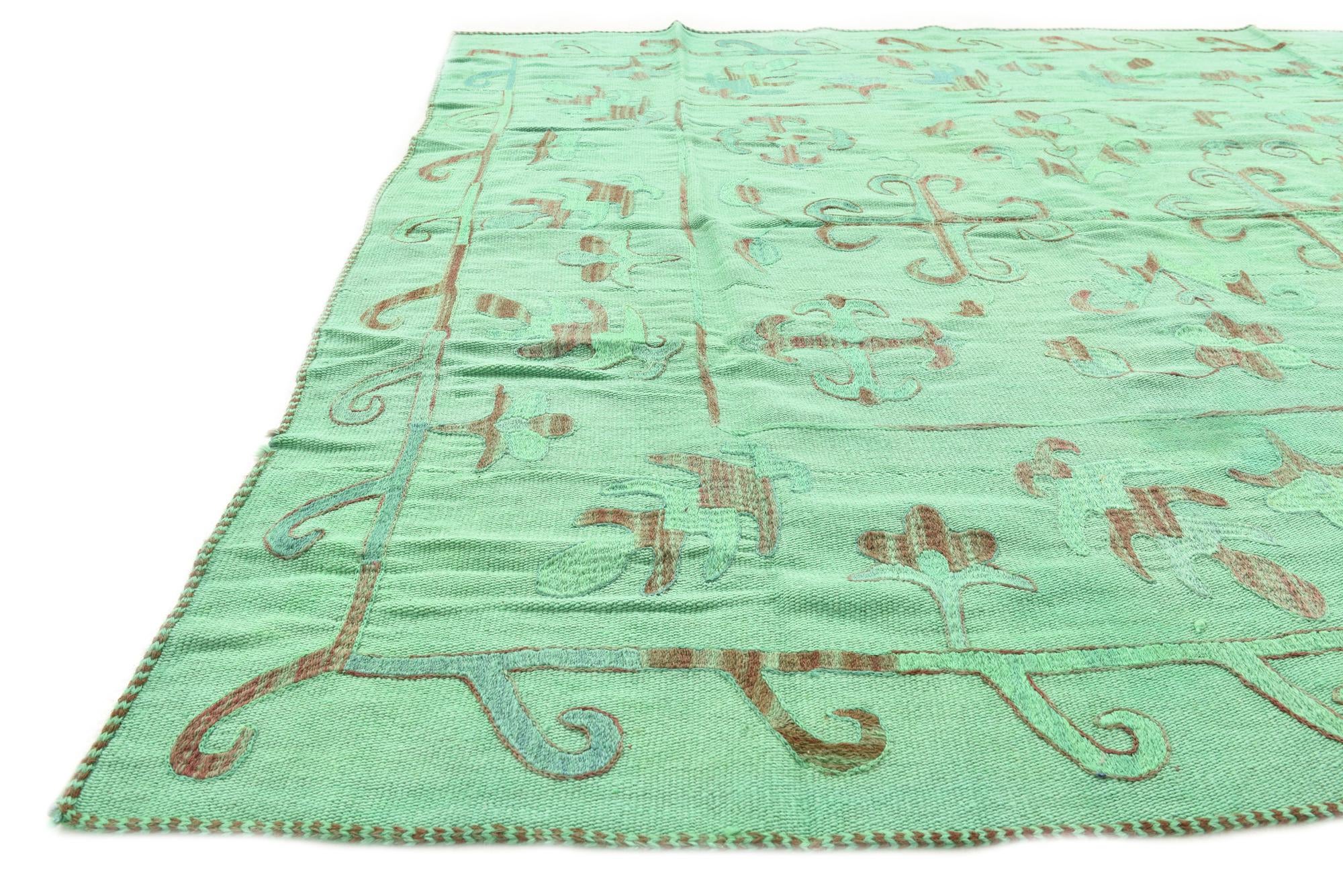 5' 7 x 7' 7 Hand Woven Kilim Suzani Wool Rug