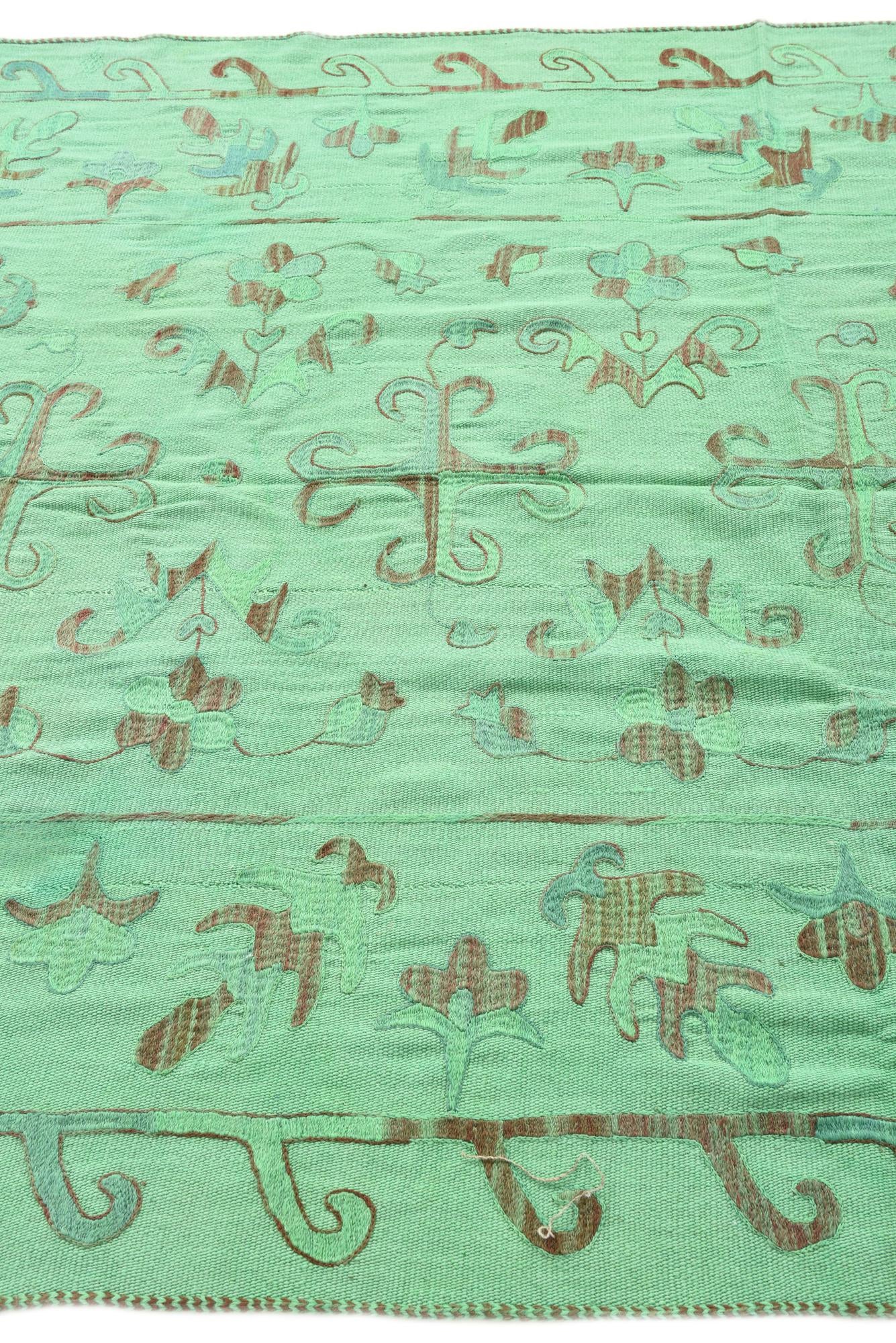5' 7 x 7' 7 Hand Woven Kilim Suzani Wool Rug